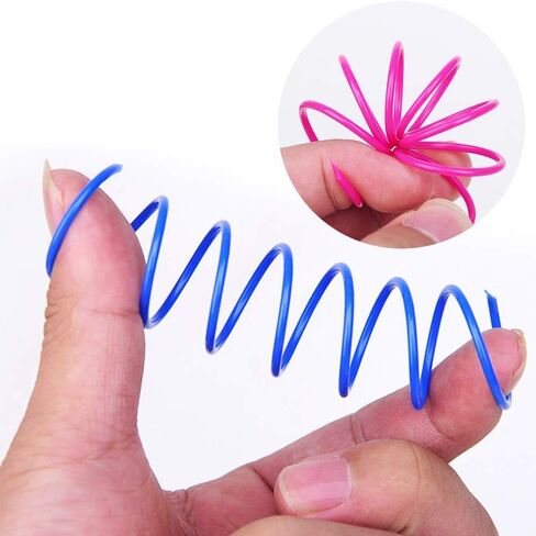 12 Pack Random Color Cat Kittens Spring Plastic Coil Spiral Toy for Swatting Biting Hunting Active Healthy Play in Saudi Arabia