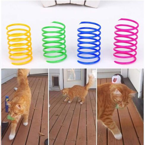 12 Pack Random Color Cat Kittens Spring Plastic Coil Spiral Toy for Swatting Biting Hunting Active Healthy Play in Saudi Arabia
