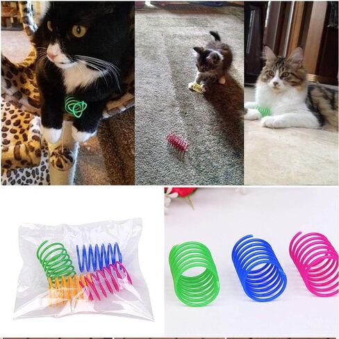 12 Pack Random Color Cat Kittens Spring Plastic Coil Spiral Toy for Swatting Biting Hunting Active Healthy Play in Saudi Arabia