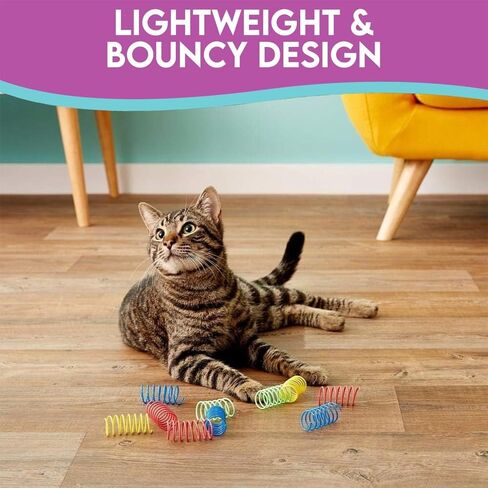 12 Pack Random Color Cat Kittens Spring Plastic Coil Spiral Toy for Swatting Biting Hunting Active Healthy Play in Saudi Arabia