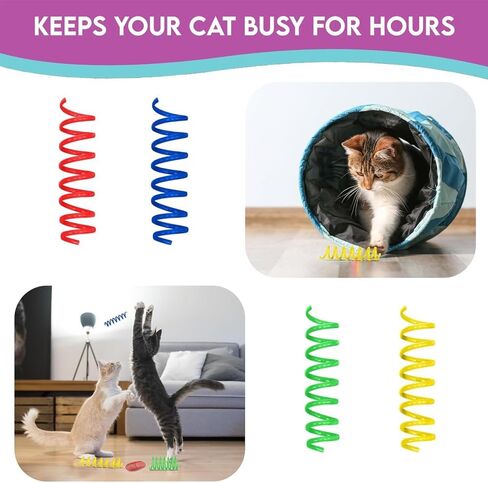 12 Pack Random Color Cat Kittens Spring Plastic Coil Spiral Toy for Swatting Biting Hunting Active Healthy Play in Saudi Arabia