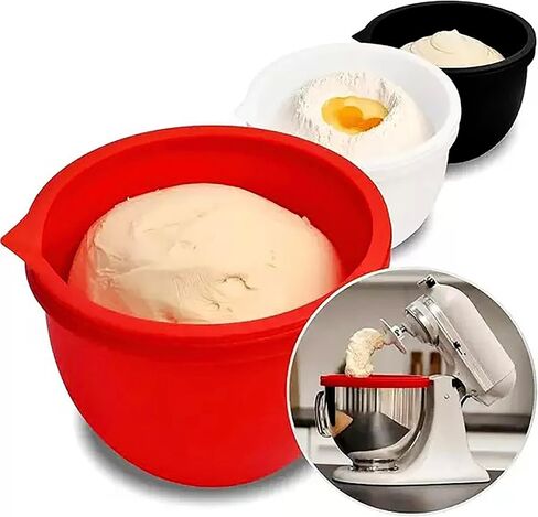 1PCS Silicone Mixing Bowl Liner with Lid, Tailor-made for the 5 Qt KitchenAid Mixers,Enhancing Your Baking Experience without the Need for Additional Bowls(Black)(with Oven mitts) in Saudi Arabia