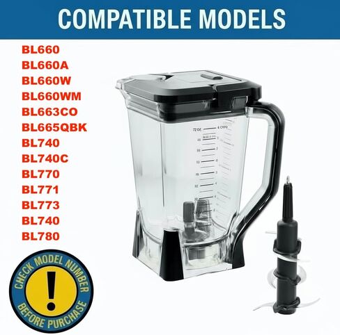 Replacement 72oz XL Pitcher with Lid and 6-Blade Assembly for Ninja Blender BL660, BL770, BL771, BL773, BL740, BL780 in Saudi Arabia