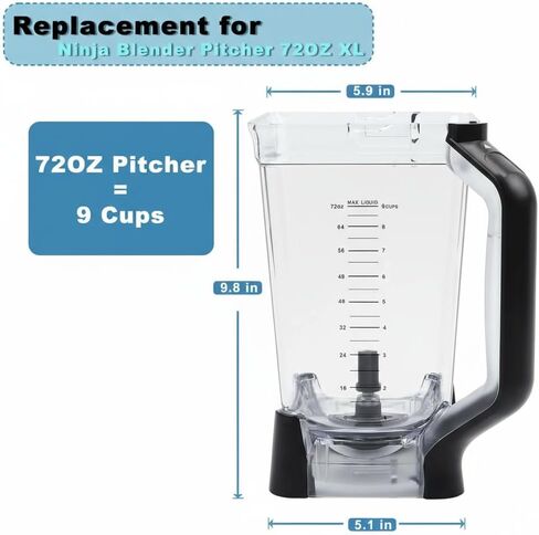 Replacement 72oz XL Pitcher with Lid and 6-Blade Assembly for Ninja Blender BL660, BL770, BL771, BL773, BL740, BL780 in Saudi Arabia