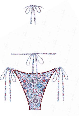 Seamoly Picot Trim Bow Dick Halter Tie Triangle String Tie Side Bikini in Saudi Arabia