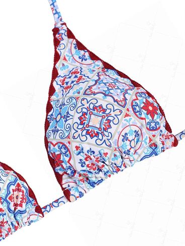 Seamoly Picot Trim Bow Dick Halter Tie Triangle String Tie Side Bikini in Saudi Arabia
