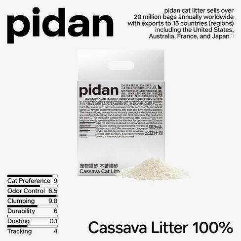 pidan Cassava Cat Litter clumping,Odor Control,Plant-Based Natural Ingredients,Ultra Absorbent and Fast Drying,No Dust,Unscented (5.3lb×2bags) in Kuwait