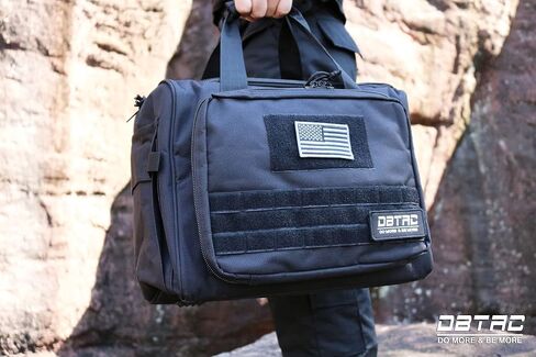 DBTAC Gun Case Bag Large | Tactical 4+ Pistol Bag Firearm Shooting Case with Lockable Zippers for Shooting Range Outdoor Hunting | 2X Removable Dividers + US Flag Patch + Universal Holster Included in Saudi Arabia