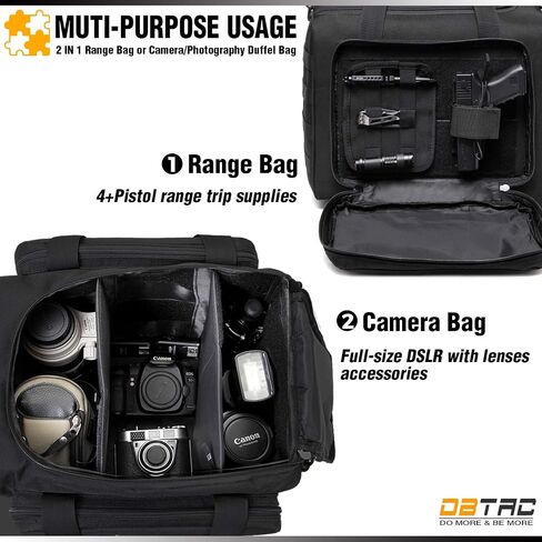 DBTAC Gun Case Bag Large | Tactical 4+ Pistol Bag Firearm Shooting Case with Lockable Zippers for Shooting Range Outdoor Hunting | 2X Removable Dividers + US Flag Patch + Universal Holster Included in Saudi Arabia