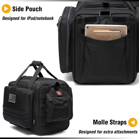DBTAC Gun Case Bag Large | Tactical 4+ Pistol Bag Firearm Shooting Case with Lockable Zippers for Shooting Range Outdoor Hunting | 2X Removable Dividers + US Flag Patch + Universal Holster Included in Saudi Arabia