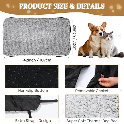 Large Self Warming Dog Pad for Elevated Cot Dog Beds Self Heating Pet Mat Warm Thermal with Corner Straps 32x57in Removable Washable Soft Cover Non-Slip Bottom for Indoor Outdoor in Saudi Arabia