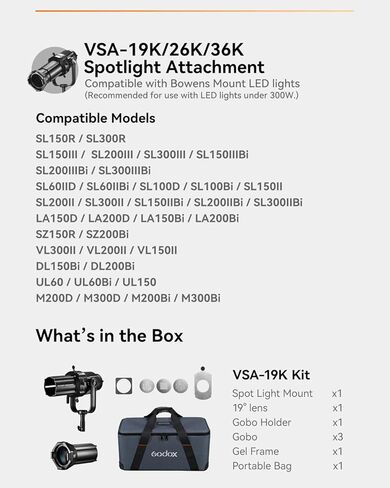 Godox VSA-36K كشاف ضوئي مرفق مكثف أنف مخروطي بصري مع مجموعة عدسات 36 درجة لفلاش Bowens Mount Studio Strobe Monolight Flash وإضاءة LED مستمرة in Saudi Arabia