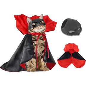 2PC Cat Halloween Costumes,Cat Bat Mask,Halloween Costumes for Dogs,Funny Cape Accessories for Cats,Bat Cosplay Apparel in Saudi Arabia