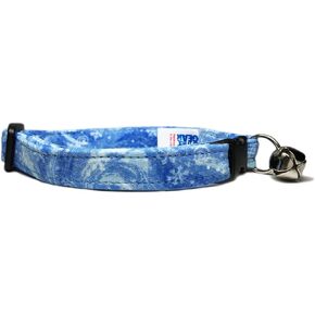 CritterGear Breakaway Cat Collar in Blue Winter Snow Swirls (U.S.A. Made) in Saudi Arabia
