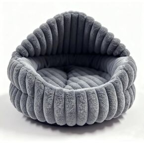 أسرة قطط بغطاء للرأس للقطط الداخلية، سرير كهف مريح للكلاب، سرير مريح للكلاب من Nook للكلاب الصغيرة، سرير جرو مضاد للانزلاق يناسب ما يصل إلى 22 رطلاً للكلاب أو القطط (شريط رمادي، متوسط) in Kuwait