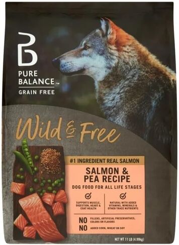 Pure~Balance Wild & Free Salmon & Pea Recipe Dry Dog Food, Grain~Free, Natural Nutrition for All Dog Life Stages, No Fillers or Artificial Preservatives, Supports Healthy Coat & More ~ (11 Lbs). in Saudi Arabia