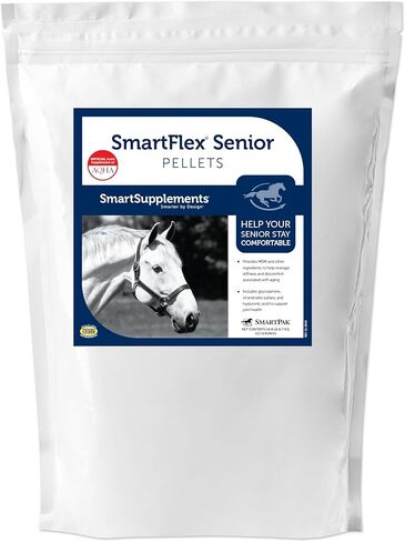 سمارت فليكس كبار الكريات | مكمل لمفصل الحصان مع كبريتات الكوندرويتين والجلوكوزامين والمزيد | الملحق المشترك للخيول الكبيرة | 112 حصة | حقيبة 14.8 رطل in Kuwait