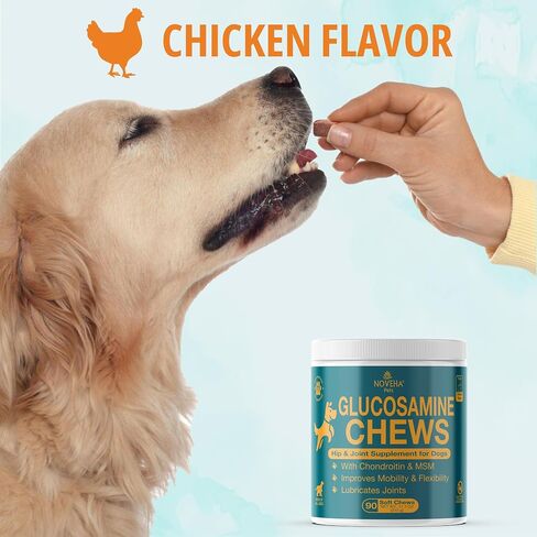 2PK - NOVEHA Eye Supplement for Dogs - Vision Support with Lutein + Vitamin C & Astaxanthin Antioxidants - Dog Vitamins for Eyes + Fish Oil for Omega 3 EPA - 90 Soft Chews in Kuwait