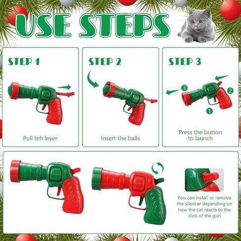 ShinyRelief 102 Pcs Cat Ball Launcher Toy with 100 Plush Cat Balls and 2 Launchers, Christmas Interactive Toy for Bored Indoor Adult Fetch Toys Kitten Toys for Training Playing (5 Colors) in Saudi Arabia