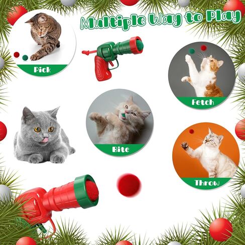 ShinyRelief 102 Pcs Cat Ball Launcher Toy with 100 Plush Cat Balls and 2 Launchers, Christmas Interactive Toy for Bored Indoor Adult Fetch Toys Kitten Toys for Training Playing (5 Colors) in Saudi Arabia