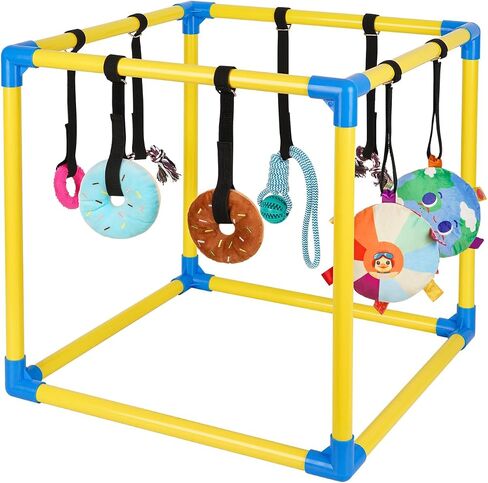 صالة ألعاب Liitrton Puppy Play Gym - صالة ألعاب رياضية للكلاب الصغيرة مع 8 ألعاب معلقة، صالة ألعاب رياضية داخلية للجراء في الغابة مع ألعاب تفاعلية لإثراء الكلاب، إطار PVC مقاس 19.5 بوصة × 19.5 بوصة × 19.5 بوصة in Kuwait