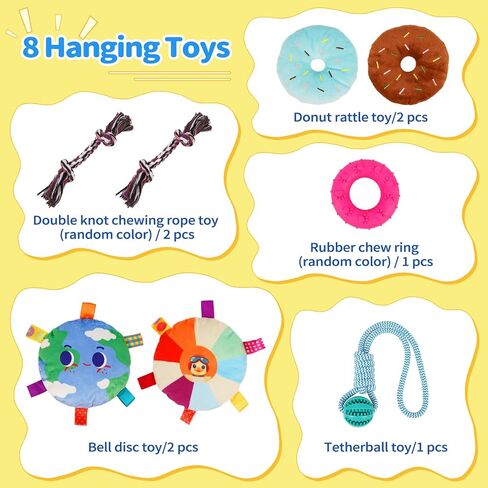 صالة ألعاب Liitrton Puppy Play Gym - صالة ألعاب رياضية للكلاب الصغيرة مع 8 ألعاب معلقة، صالة ألعاب رياضية داخلية للجراء في الغابة مع ألعاب تفاعلية لإثراء الكلاب، إطار PVC مقاس 19.5 بوصة × 19.5 بوصة × 19.5 بوصة in Kuwait