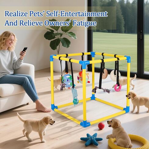 صالة ألعاب Liitrton Puppy Play Gym - صالة ألعاب رياضية للكلاب الصغيرة مع 8 ألعاب معلقة، صالة ألعاب رياضية داخلية للجراء في الغابة مع ألعاب تفاعلية لإثراء الكلاب، إطار PVC مقاس 19.5 بوصة × 19.5 بوصة × 19.5 بوصة in Kuwait