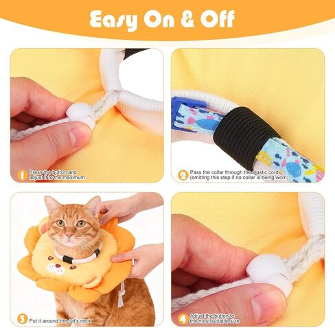 EXPAWLORER طوق مخروطي للقطط ناعم، طوق E لاستعادة القطط بعد الجراحة لوقف لعق، قابل للتعديل مقاوم للماء الرقبة الإليزابيثي الحيوانات الأليفة هريرة جرو دونات وسادة للقطط شفاء الجروح، أسد in Kuwait