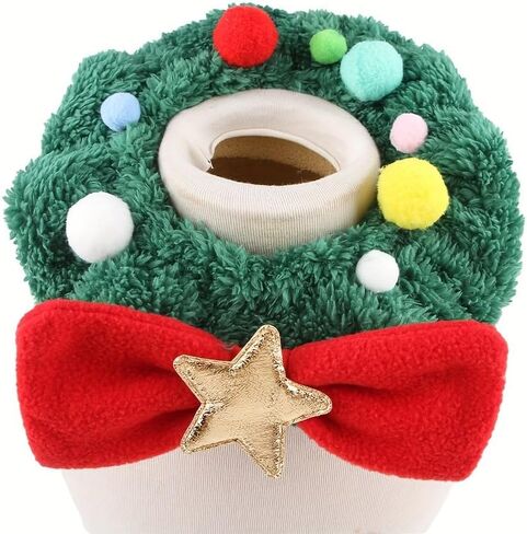 Christmas Scarf for Small Medium Large Dogs & Cats - Green Red Warm Knitted Fall Winter Bandana Holiday Decoration in Saudi Arabia