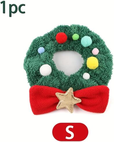Christmas Scarf for Small Medium Large Dogs & Cats - Green Red Warm Knitted Fall Winter Bandana Holiday Decoration in Saudi Arabia