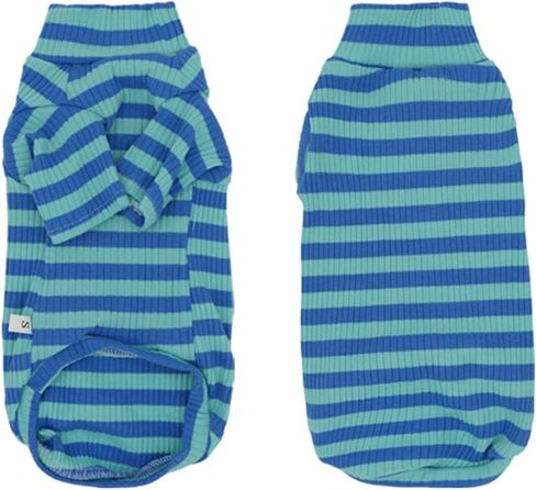 Striped Waffle Knit Shirt for Sphynx Cat, 2-Leg Long Sleeve Lightweight Outfit for Hairless Cats, Soft All-Season Pet Clothes (Blue, X-Large (7-9.5 lbs)) in Saudi Arabia