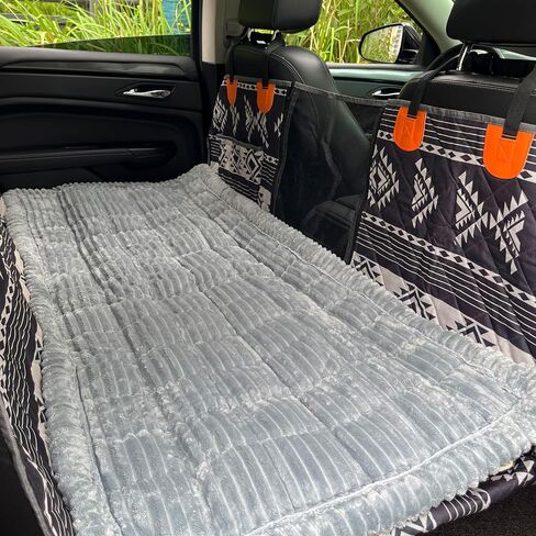 Dog Car Seat Cover for Back Seat, Big Dog Bed for Car, Suitable for Back Seat Extender for Dogs，Backseat Pet Bed Mat，Non-Slip Travel Pet Mat (Striped Light Gray, 24.8"x54") in Saudi Arabia