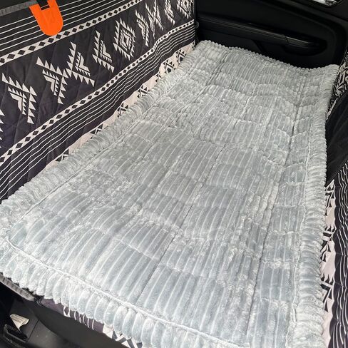 Dog Car Seat Cover for Back Seat, Big Dog Bed for Car, Suitable for Back Seat Extender for Dogs，Backseat Pet Bed Mat，Non-Slip Travel Pet Mat (Striped Light Gray, 24.8"x54") in Saudi Arabia