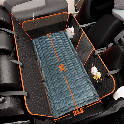 Dog Car Seat Cover for Back Seat, Big Dog Bed for Car, Suitable for Back Seat Extender for Dogs，Backseat Pet Bed Mat，Non-Slip Travel Pet Mat (Striped Light Gray, 24.8"x54") in Saudi Arabia