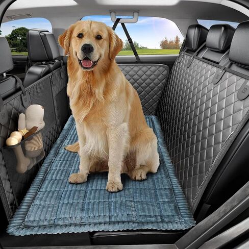 Dog Car Seat Cover for Back Seat, Big Dog Bed for Car, Suitable for Back Seat Extender for Dogs，Backseat Pet Bed Mat，Non-Slip Travel Pet Mat (Striped Light Gray, 24.8"x54") in Saudi Arabia