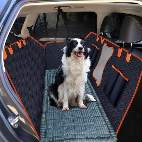 Dog Car Seat Cover for Back Seat, Big Dog Bed for Car, Suitable for Back Seat Extender for Dogs，Backseat Pet Bed Mat，Non-Slip Travel Pet Mat (Striped Light Gray, 24.8"x54") in Saudi Arabia