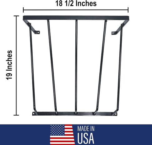 Heavy Duty Steel Wall Hay Rack by Dutch Ranch| Steel Hay Rack for Sheep, Goats & Livestock | Hay Feeder Wall Mount for Easy Hay Storage | Black Hay Rack for Blanket Storage | 18.5" Long | Made in USA in Saudi Arabia