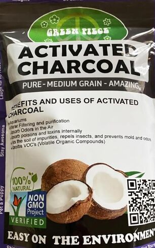 حبوب الفحم الخشنة النشطة من Green Piece - حقيبة قابلة للإغلاق بوزن 5 رطل لتنقية الهواء وامتصاص الروائح والانتعاش - مصنوعة من قشرة جوز الهند - صديقة للأطفال/الحيوانات الأليفة، رائعة لحوض السمك، وفلتر المياه، والمزيد in Kuwait