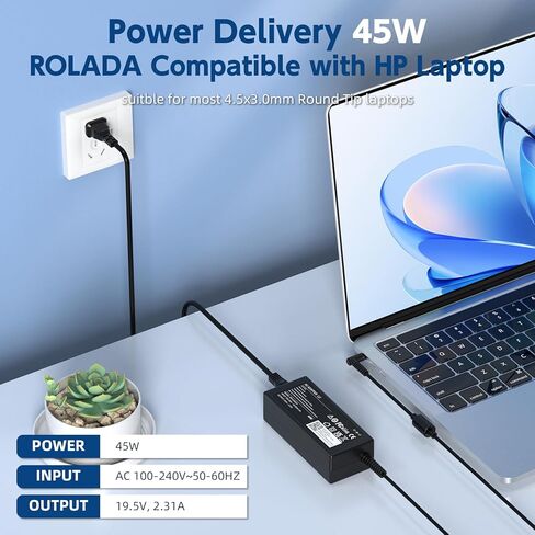 HP 65W AC محول شاحن الكمبيوتر المحمول لـ HP EliteBook 840 830 850 820 745 G3 G4 G5 G6، HP Pavilion x360 15 13، HP Notebook 14 15، HP Envy X360 15 17 13 15-w117cl 17m-bw0013dx سلك إمداد الطاقة in Kuwait