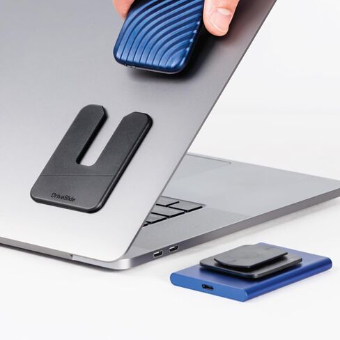 Aesthetic Portable Computer Mounted External Hard Drive and Hub Holder to Organize Laptop Workspace and Declutter Cable with Lock System in Kuwait