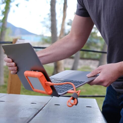 Aesthetic Portable Computer Mounted External Hard Drive and Hub Holder to Organize Laptop Workspace and Declutter Cable with Lock System in Kuwait