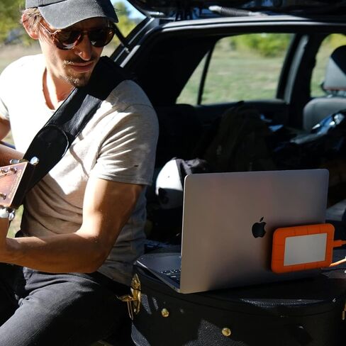 Aesthetic Portable Computer Mounted External Hard Drive and Hub Holder to Organize Laptop Workspace and Declutter Cable with Lock System in Kuwait