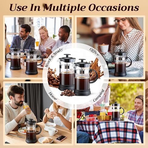 LemonRoad 4 Pack French Press Coffee Maker Borosilicate Glass Coffee Press Heat Resistant Stainless Steel Tea Maker for Travel Camping Kitchen Gifts Includes Pot Filters(12oz) in Saudi Arabia