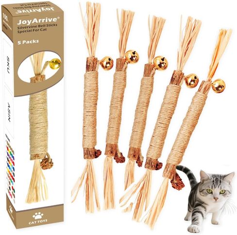 Natural Dried Matatabi Cat Chew Stick with Gall Fruit, Raffia Grass & Bell Cat Ball Toys, Handmade Silvervine Sticks Interactive Catnip Toy for Teething & Entertainment (Size M Color A) in Saudi Arabia
