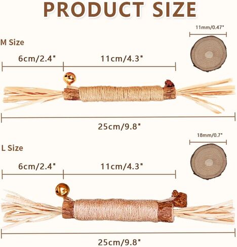 Natural Dried Matatabi Cat Chew Stick with Gall Fruit, Raffia Grass & Bell Cat Ball Toys, Handmade Silvervine Sticks Interactive Catnip Toy for Teething & Entertainment (Size M Color A) in Saudi Arabia