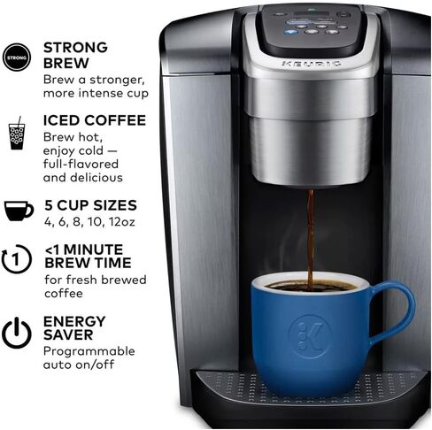 ماكينة صنع القهوة Keurig K-Elite ذات الخدمة الفردية K-Cup Pod القابلة للبرمجة (فضي مصقول) (متجددة) in Kuwait