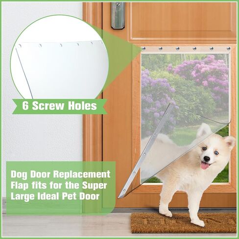 Ripeng 2 Pcs Dog Door Replacement Flaps 15 x 24 Inch Compatible with Dog Door Model DSRWSL, Fit Dogs up to 120 lbs, Clear Flexible Weatherproof Pet Supplies Home Flap, Easy to Install in Saudi Arabia