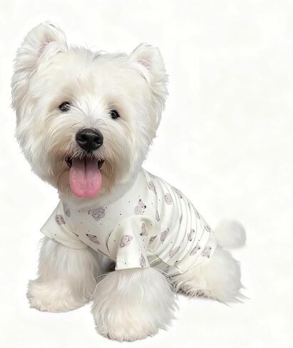 Cute Dog Shirt, Stretchy Dino Doggie T-Shirt Clothes for Small Dogs, Soft Pet Tee Outfit Cat Apparel for Daily Wear, Cozy Pullover Design Puppy Apperal (Doggie, Medium Size for 5.5-8.5lb Pets) in Saudi Arabia