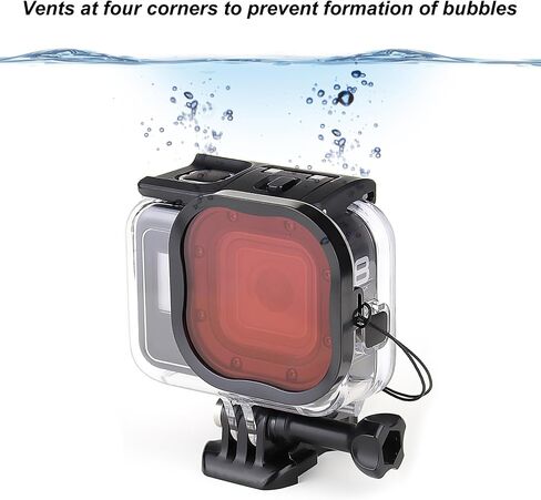 GEPULY Dive Filters for GoPro Hero 8 9 10 11 12 13 Official Waterproof Case | 3 Pack Red Filter Light Red Magenta Lenses Underwater Color Correction Deep Diving Snorkeling for Protective Housing in Saudi Arabia