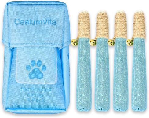 4 Pack Hand-Rolled Catnip Sticks with Chew Rope & Bell -Shaped Cat Toys for Indoor Cats and Kicker Toys, Teething Chew and Play Fun (Pink) in Saudi Arabia